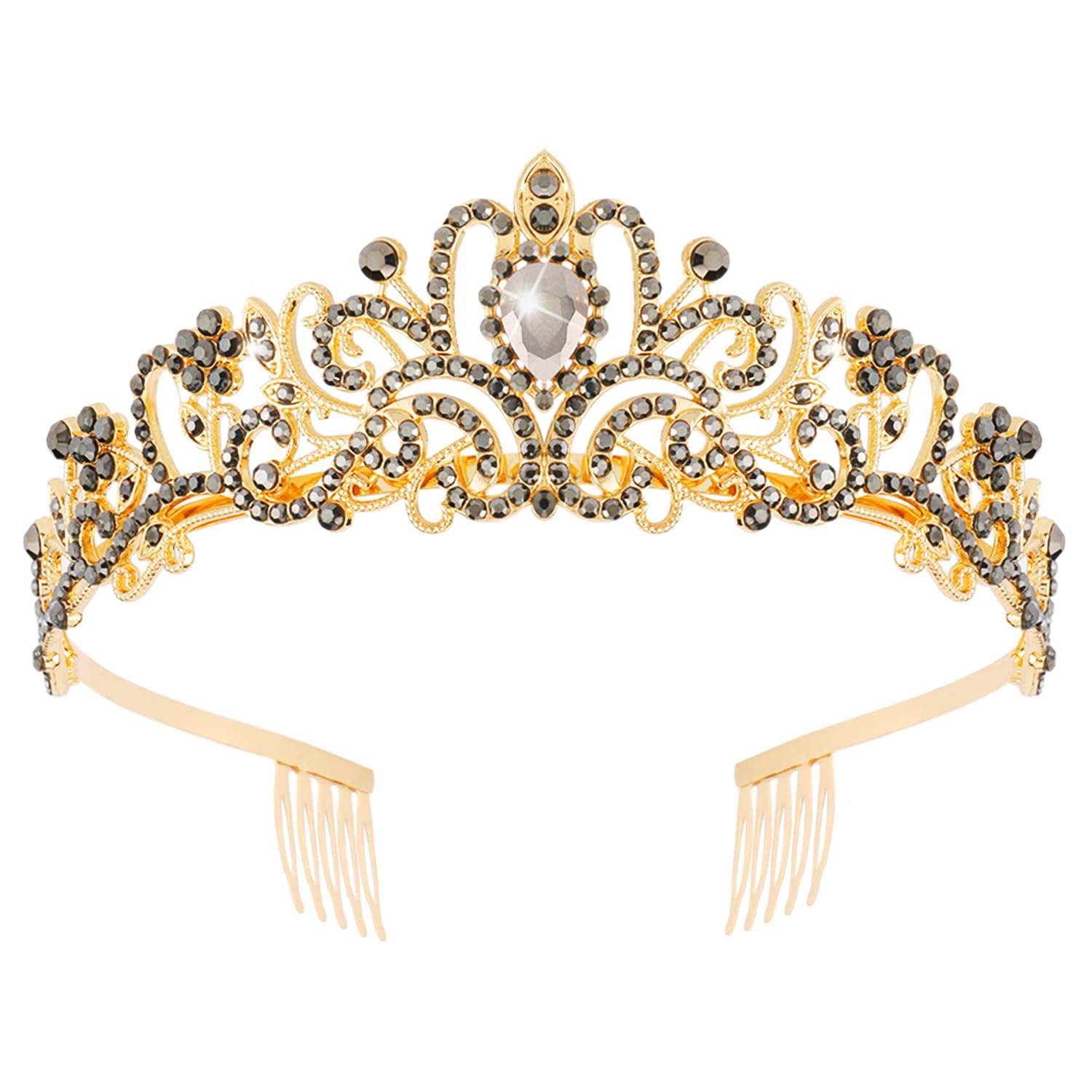 Princess Crystal Tiara Crown Headband Elegant Crown With Combs