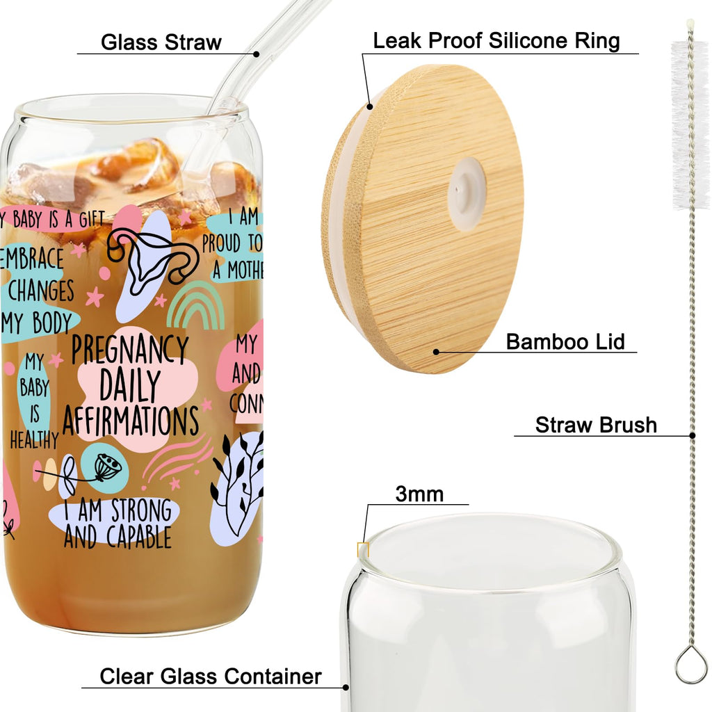 Cherry Bow Cup, Birthday Gifts for Women, Girly Gifts for Her, Sister, Mom, Colleague - 16 OZ Glass Tumbler with Straw & Lid, Coquette Iced Cup