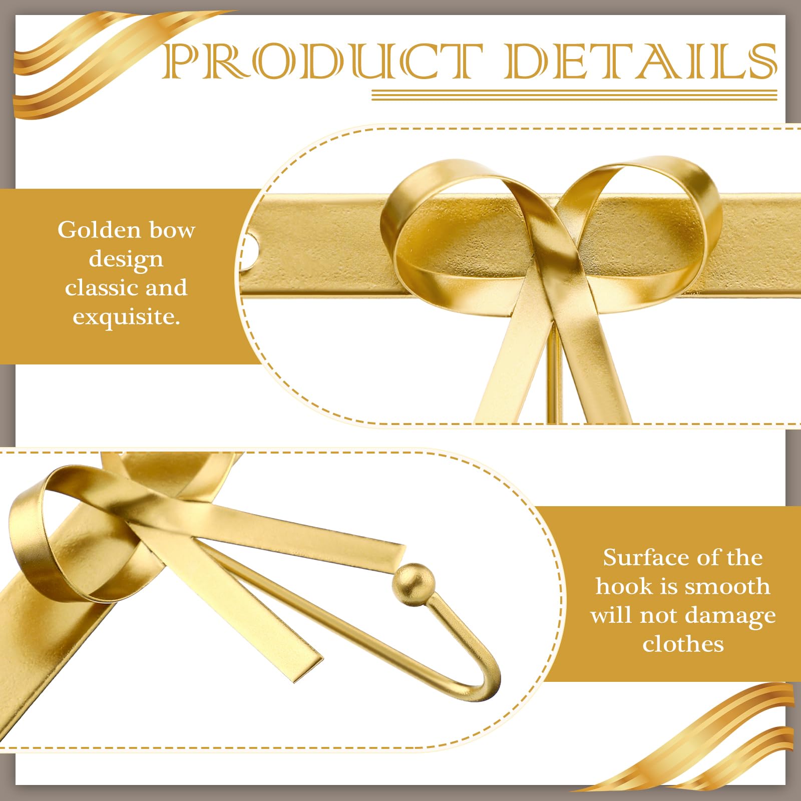 Five Bow Wall Hook Hanger for Robes Coat Hat Knot Bow Hooks Brass Wall Decorative Hooks