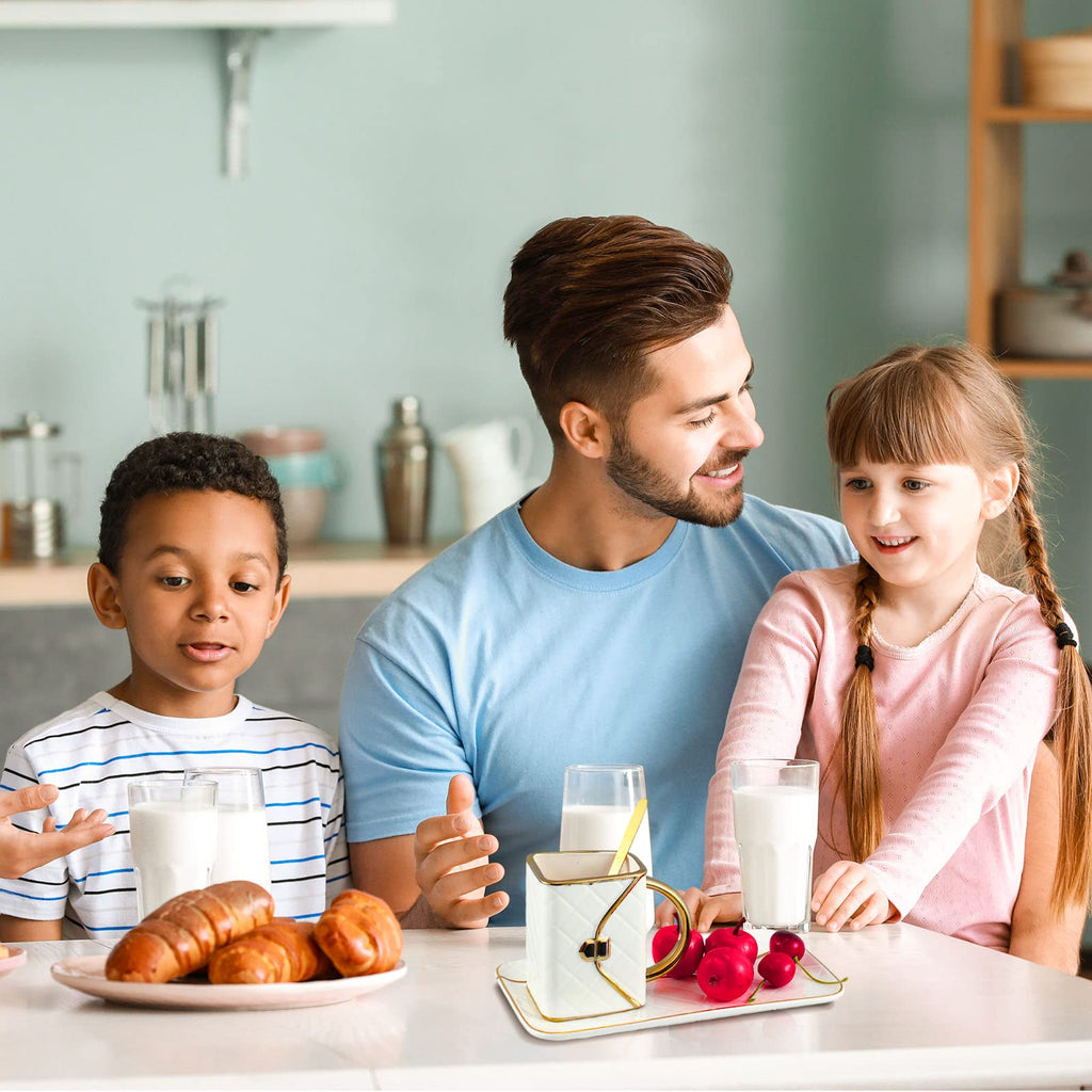 Set Coffee Mug Elegant Handbag Shaped Cup Modern Ceramic Purse Mug with Spoon and Saucer, 10oz Cute Creative Tea Cup