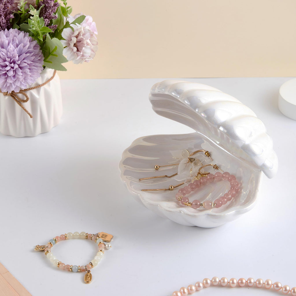 Ceramic Clamshell Jewelry Dish â€?Trinket Tray & Ring Holder