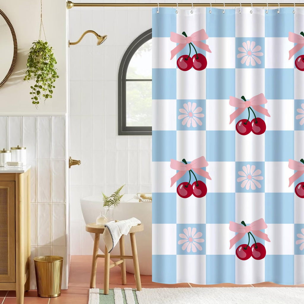 Cute Shower Curtain for Bathroom Modern Aesthetic Funky Decorative, Pretty Chic Cloth Set with Hooks, 72x72 Inch