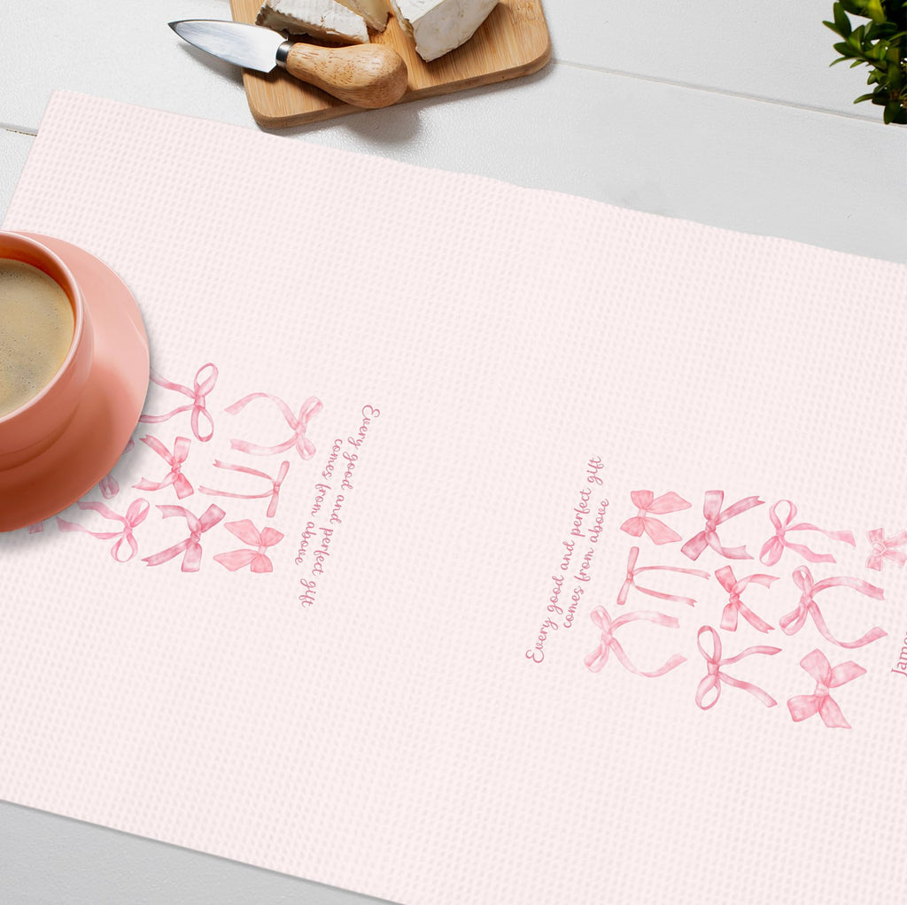 Girly Pink Bow Coquette Preppy Towel, 16x24 Inch