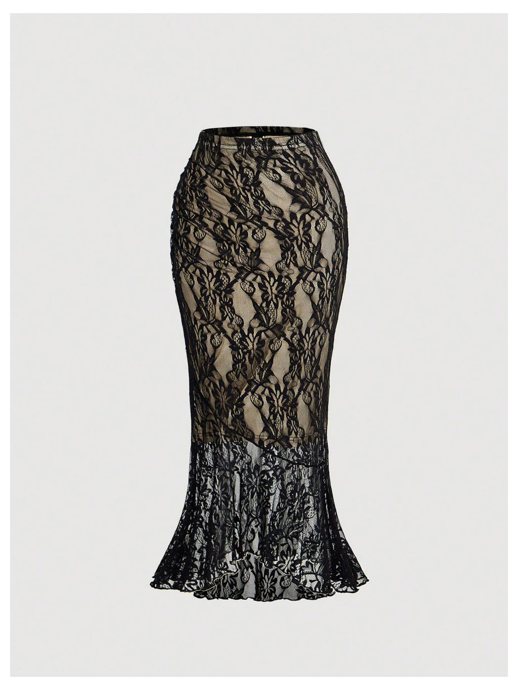 Women's Coquette Floral Lace Skirt Set 2 Piece Sleeveless Top and Bodycon Fishtail Skirt