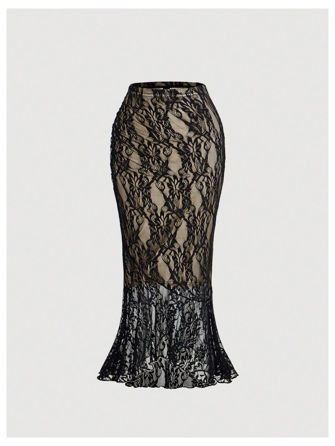 Women's Coquette Floral Lace Skirt Set 2 Piece Sleeveless Top and Bodycon Fishtail Skirt