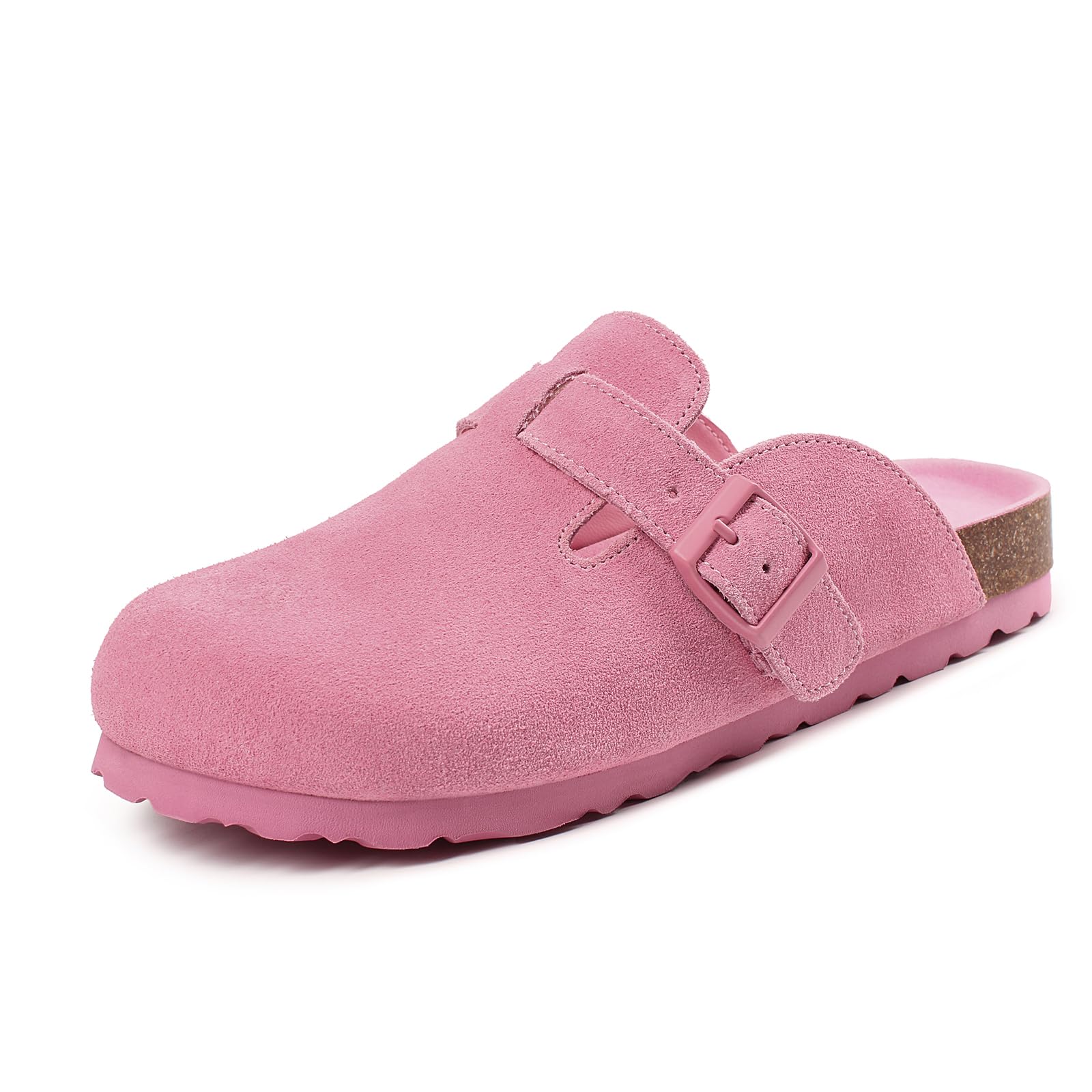 Women's Suede Clog Leather Mules Arch Support with Comfort Cork Footbed