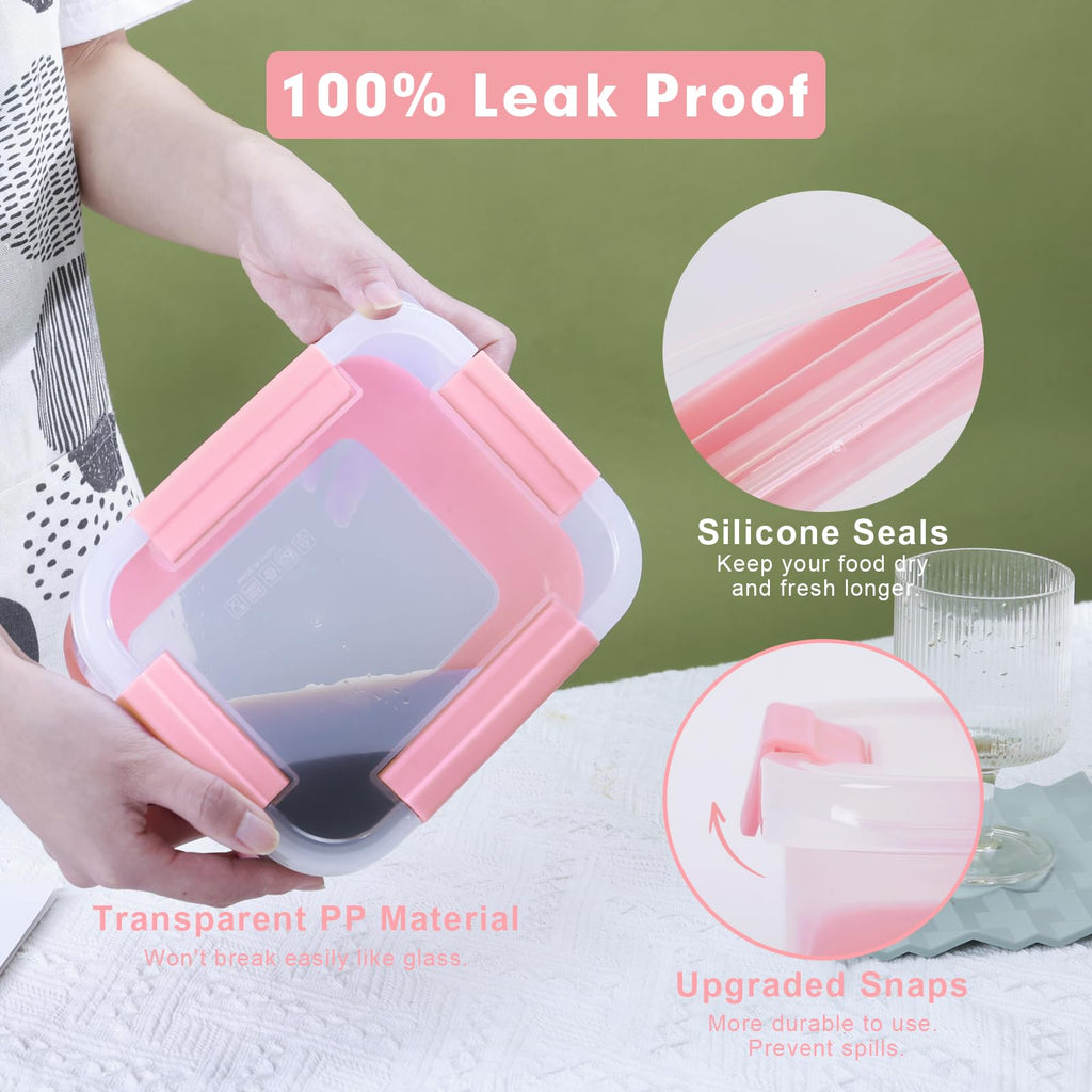 Plastic Food Storage Containers with Leakproof Locking Lids, Stackable Airtight Storage Containers BPA-Free & Freezer Safe, Non-slip Base, Set of 4 Pieces