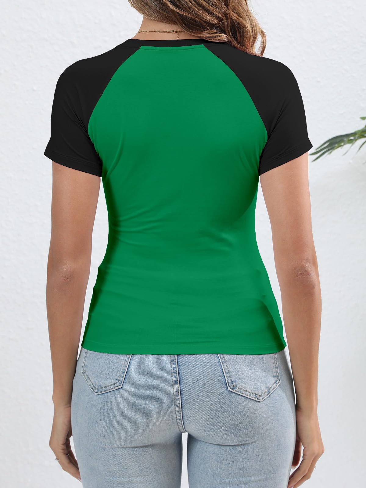 Women's Y2K Basic Shirts Short Sleeve Crewneck Slim Fit Stretchy Slightly Crop Top