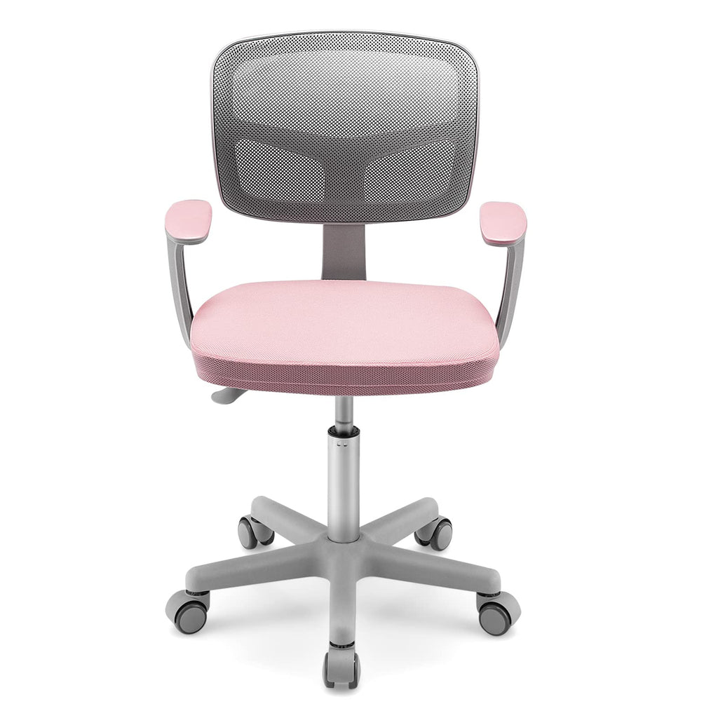 Swivel Adjustable Mesh Study Chair with Wheels & Arms, Ergonomic Computer Task Chair with Lumbar Support