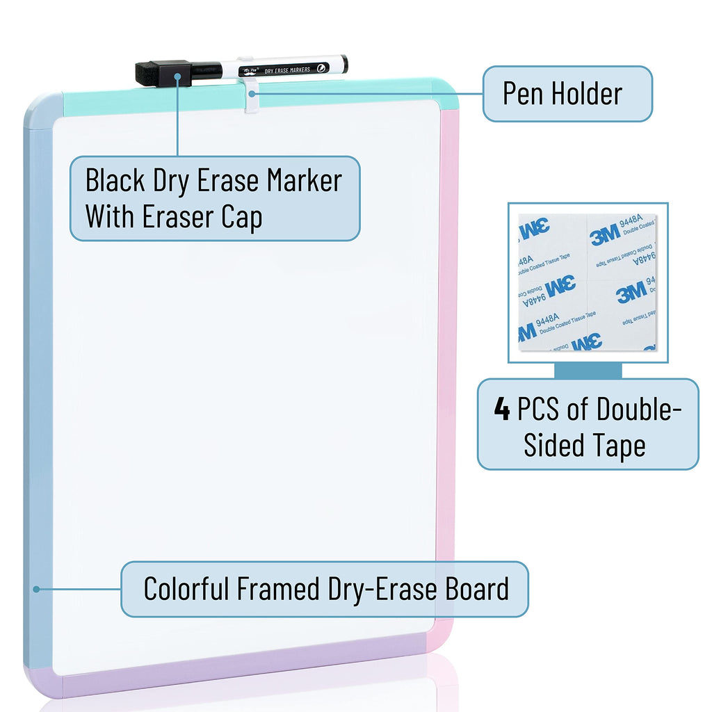 Dry Erase Board, 14â€?x 11â€?with a Black Dry Erase Marker Color Frame, Small White Board Dry Erase Whiteboard