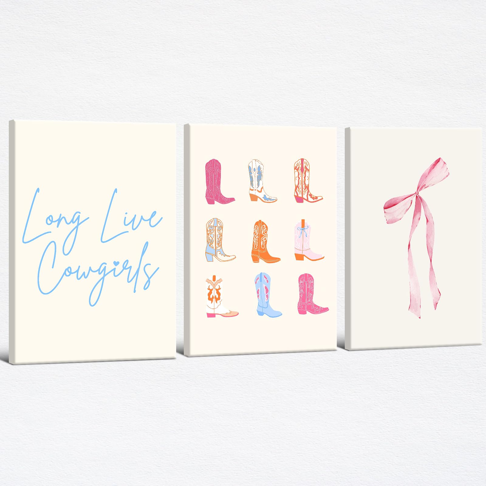 Coquette Bow Aesthetic Poster Preppy Wall Art Set of 3 Trendy Cute Canvas Prints