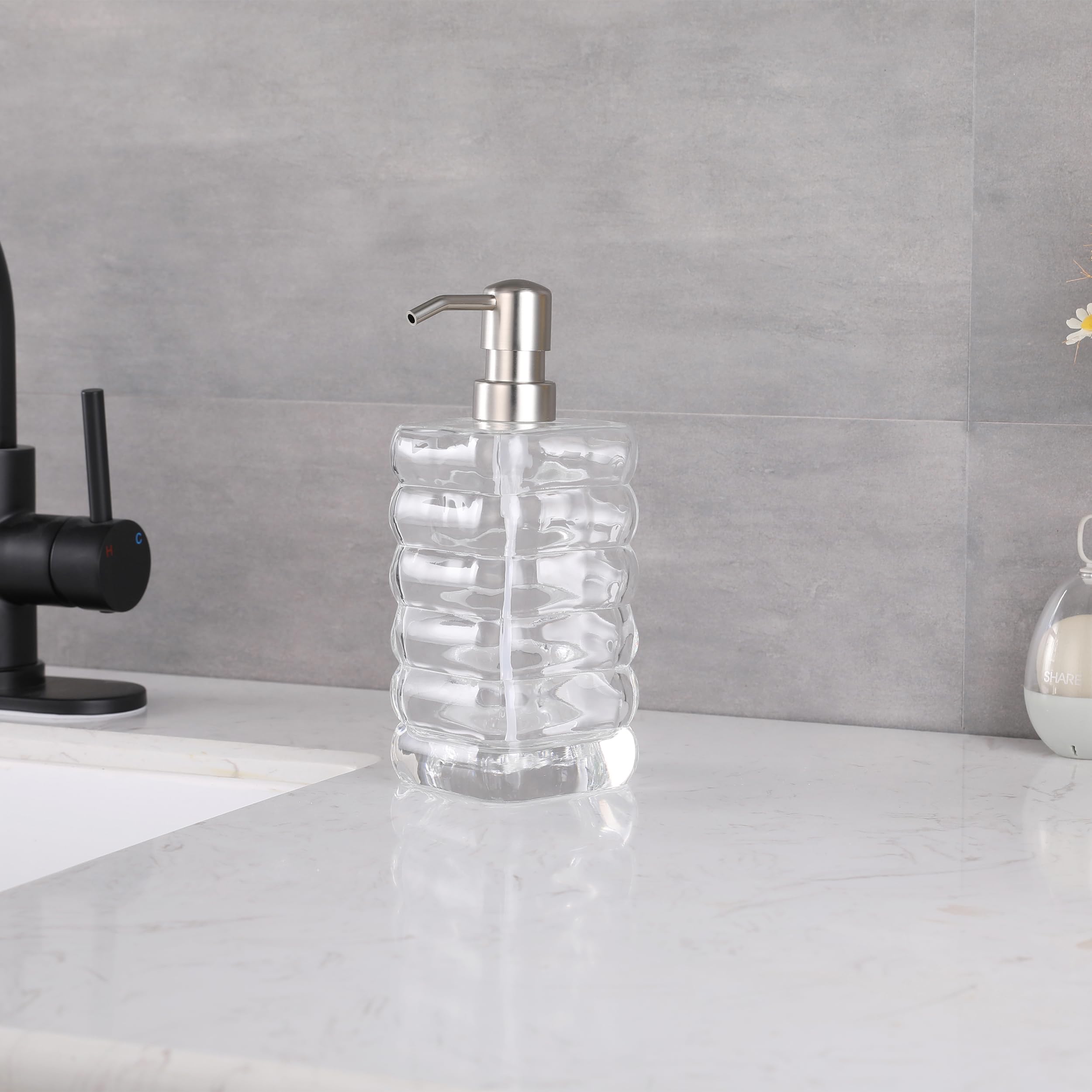Glass Soap Pump Dispenser, Refillable Soap Dispenser