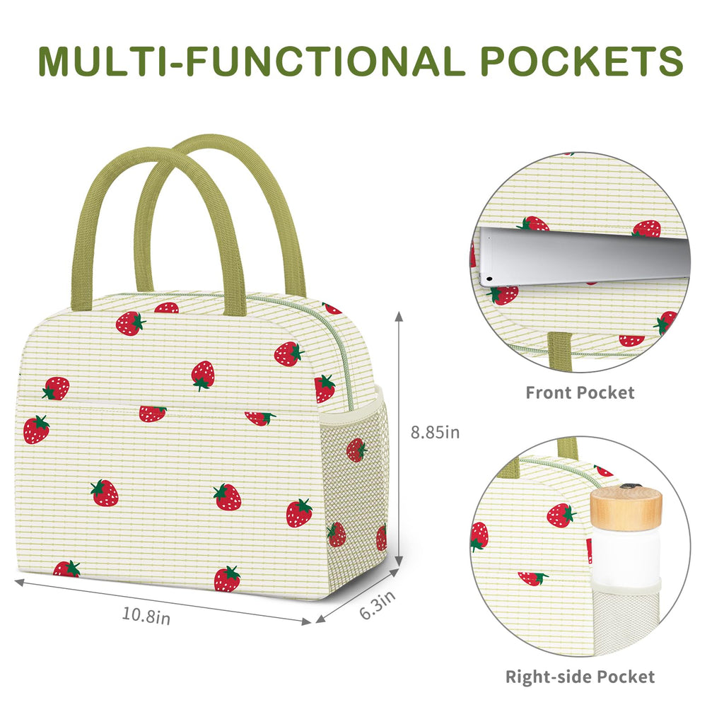 Reusable Insulated Lunch Tote Bag,Leakproof Food Handbags Case High Capacity