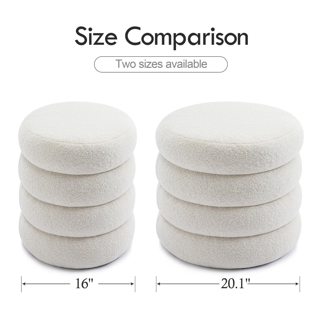 Storage Ottoman Round, Ottoman with Storage, Sherpa Ottoman Storage, (18 Inches x 16 Inches) Set of 2