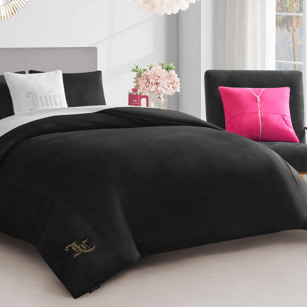 Juicy Couture Solid Velour 3-Piece King Comforter Set â€?Luxurious Bedding Ensemble