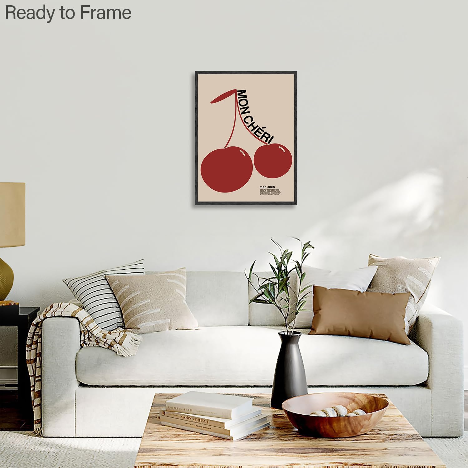 Trendy Red Cherry Canvas Wall Art â€?Preppy Aesthetic Poster for Living Room Decor, 16x24 Inch Unframed