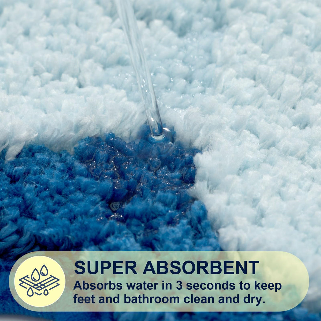 Cute Scalloped Bath Mat, Fun Plush Microfiber Scallop Bathroom Rugs Non Slip Washable Quick Dry Absorbent