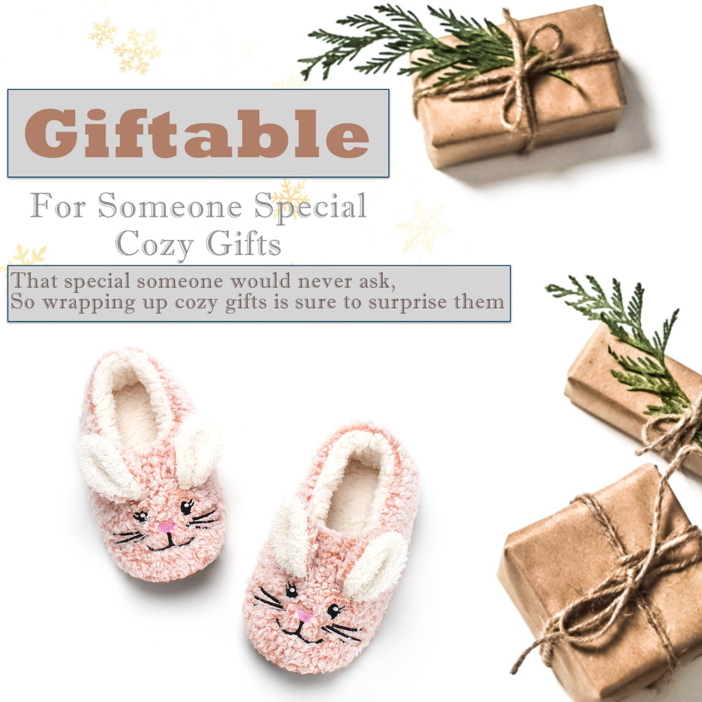 Cute Animal House Slippers - Fuzzy Warm Bedroom Slipper Socks Non-Slip Grippers