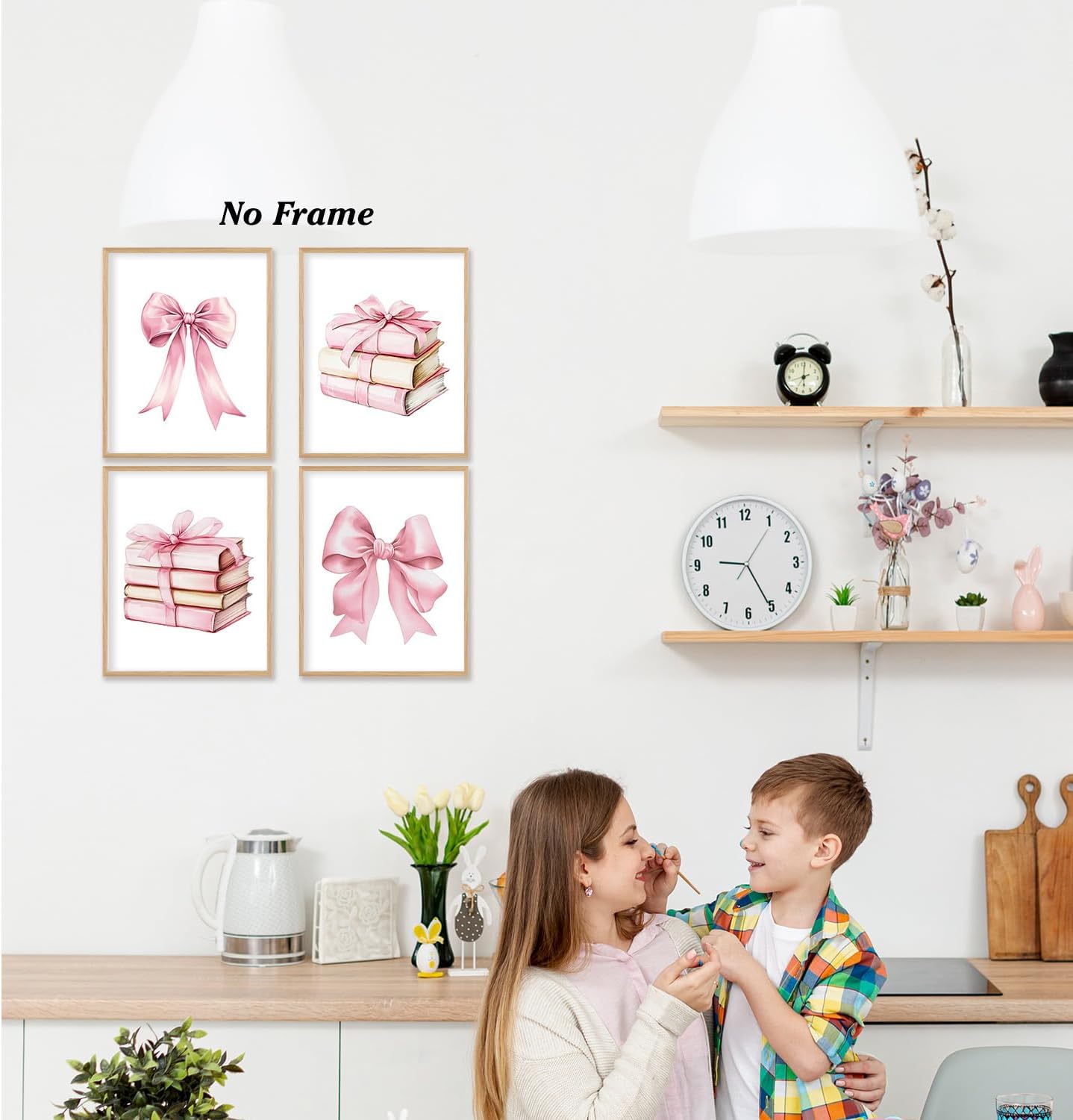 Coquette Bow Unframed Wall Art Prints - Book Lover Reading Posters for Room Decor - Preppy Home Bedroom Classroom Library Wall Decor 8x10 Set of 4