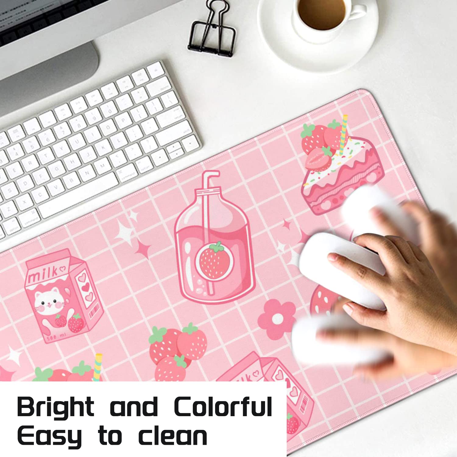 Kawaii Gaming Mouse Pad for Desk, Extended Large 31.5 X 11.8 Inch