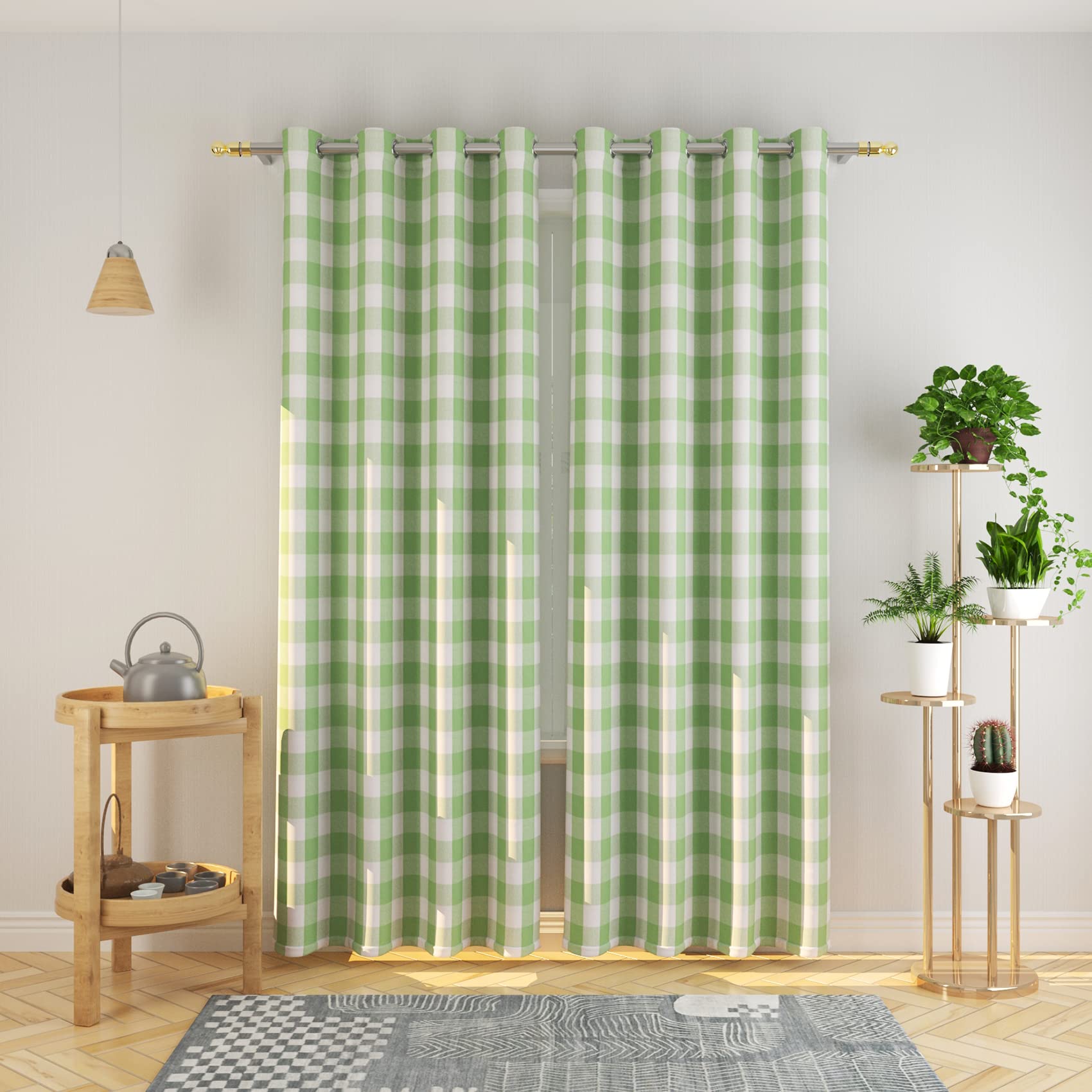 Tier Curtains Check Gingham Plaid Window Curtain Panels Bathroom Grommet Top Window Treatment 2 Panels