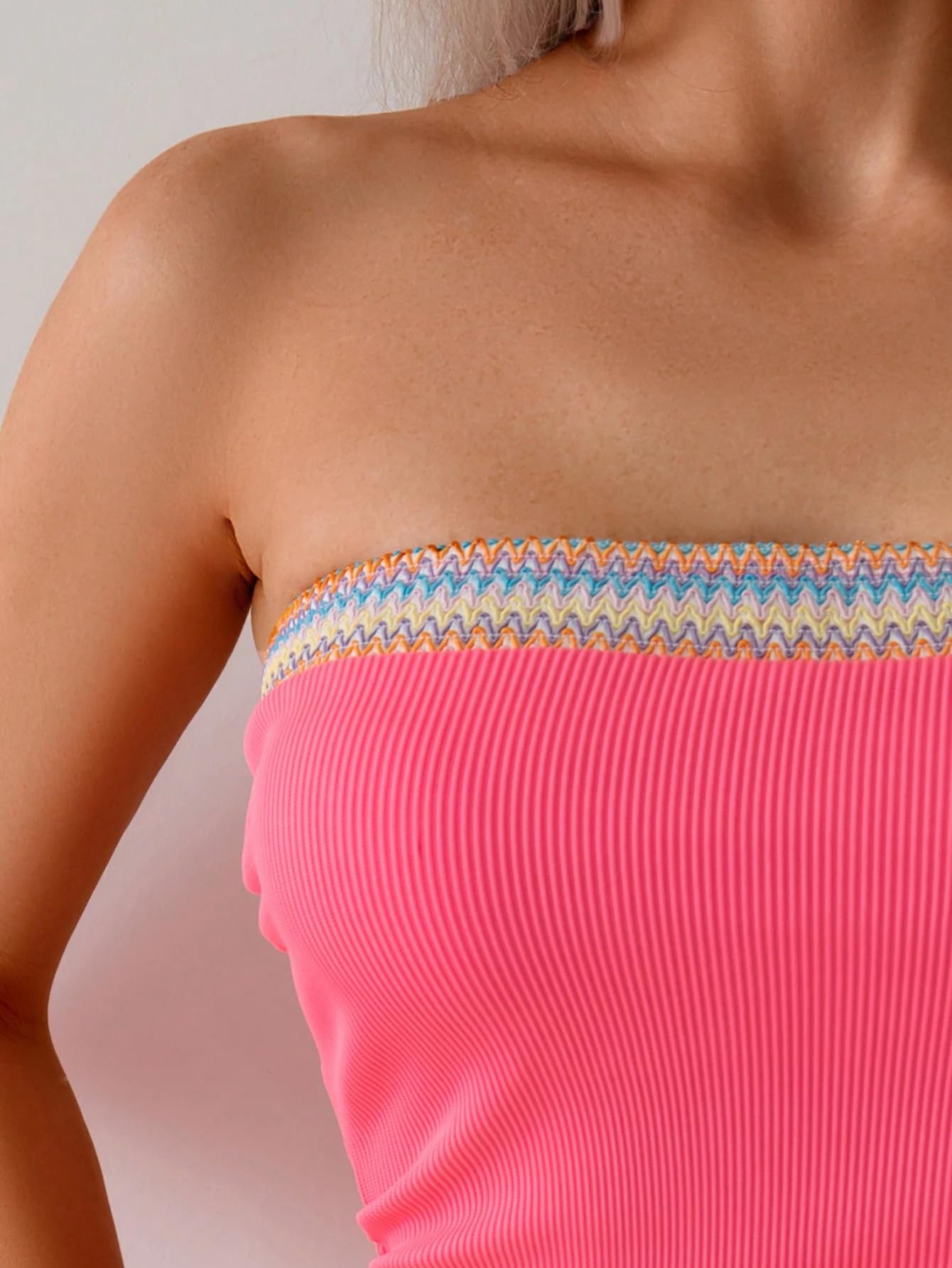 Women's Bandeau Tankini Swimsuit Asymmetrical Slit Bowknot String High Cut Fairyland Cheeky Bathing Suit