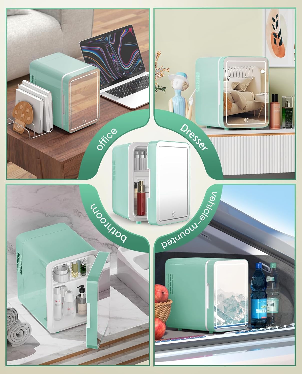 Skincare Fridge - Makeup Fridge for Refrigerating Skincare and Food, Mini Fridge Cooler and Warmer