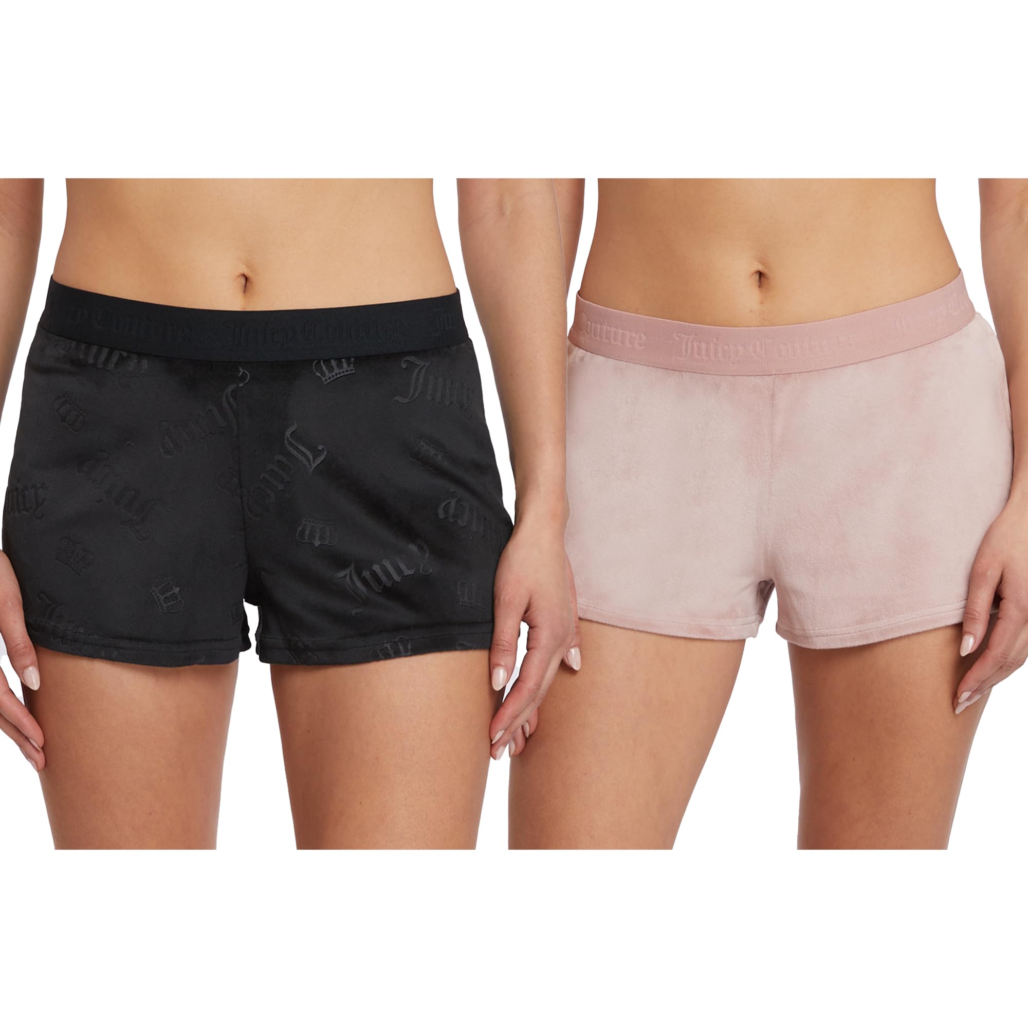 Juicy Couture Velvet Fleece Shorts 2 Piece Designer Pajama Set for Women, 2-Pack Sleep and Lounge Shorts