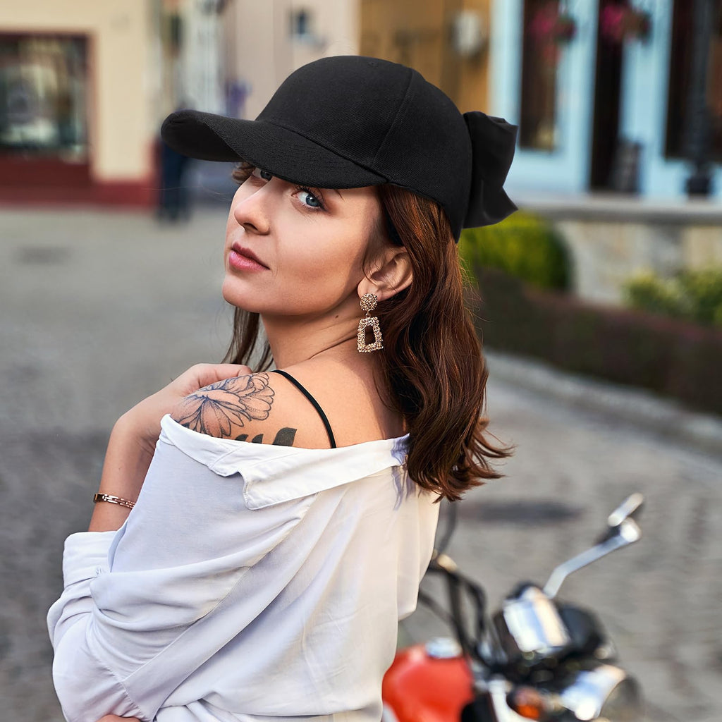 Coquette Bow-tie Summer Hat Ponytail Sun Hat Trucker Caps for Outdoor Sports Travel