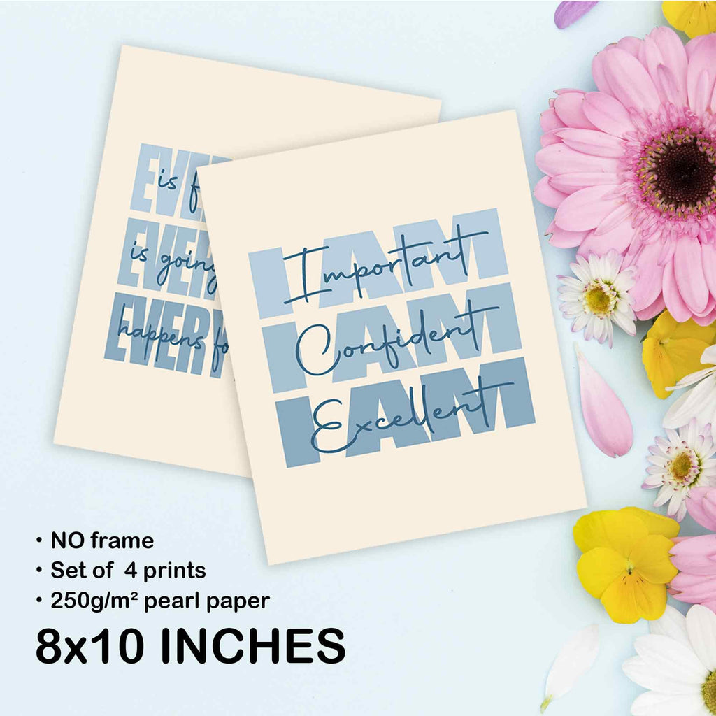 Set of 4 Inspirational Posters â€?Motivational Wall Art for Teen Girls & Women (8x10)