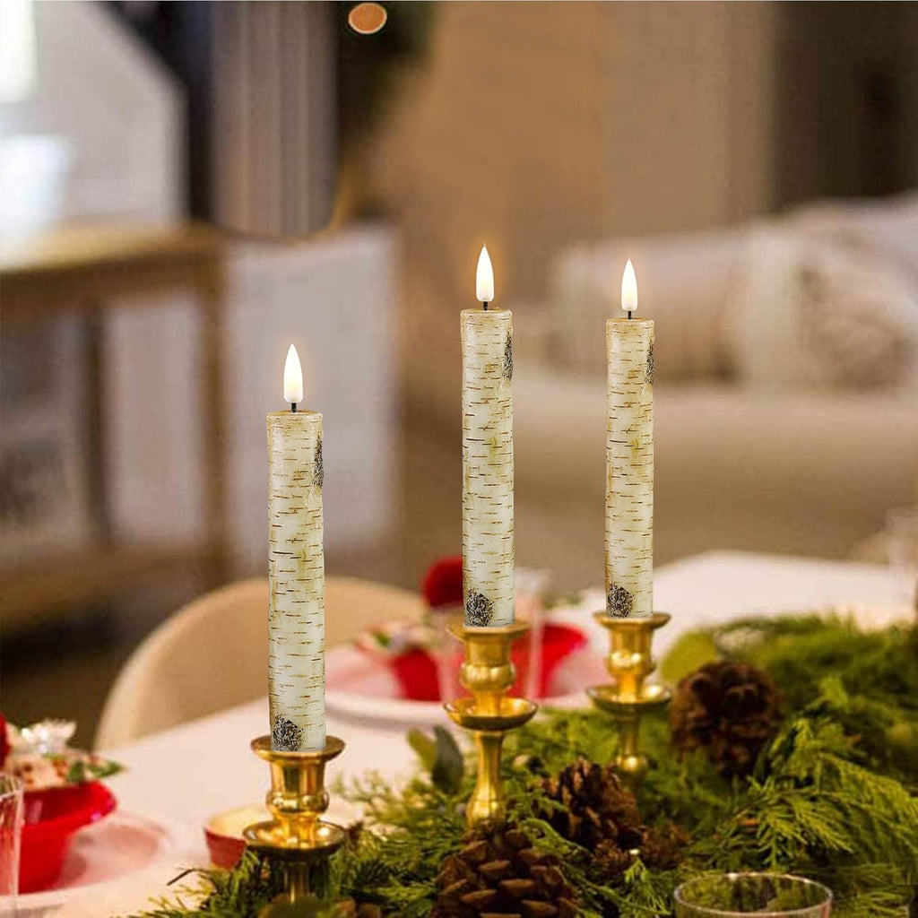 Short Flameless Taper Candles with Remote, Flickering Battery LED Wax Candlesticks Set of 6