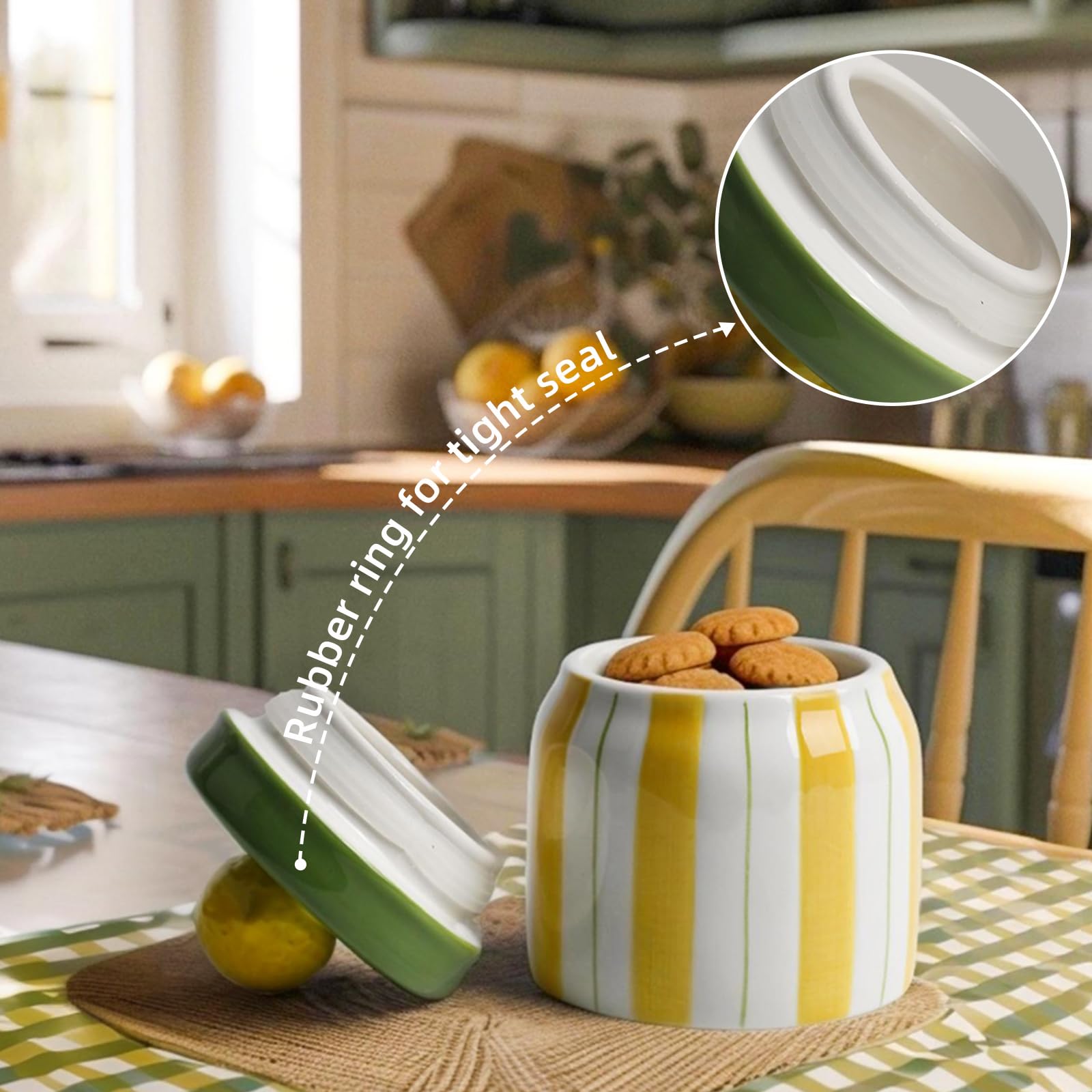 Cookie Jars with Lid Airtight, Hand Painted Ceramic