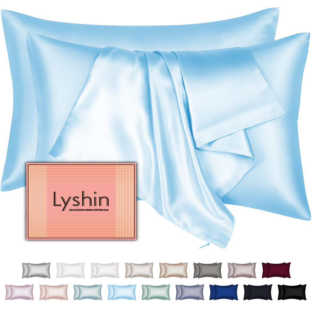Silk Pillow Cases with Hidden Zipper, Ultra Smooth and Soft Breathable Cooling Silk Satin Pillowcase