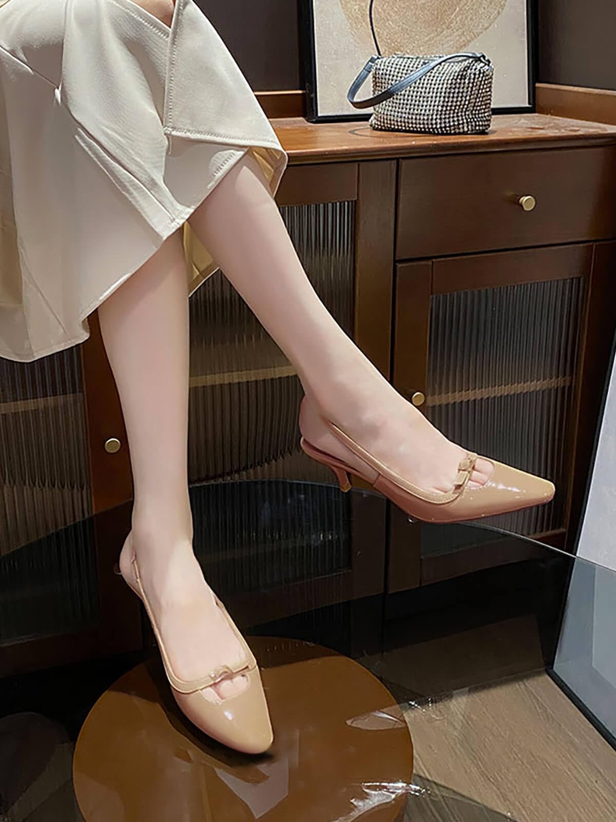 Womens Kitten Heels Slingback Dress Shoes Buckle Office Work Pumps Shoes