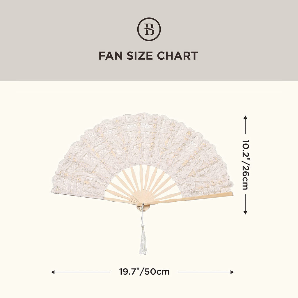 Cotton Lace Folding Handheld Fan Embroidered Hand Fan with Bamboo Staves