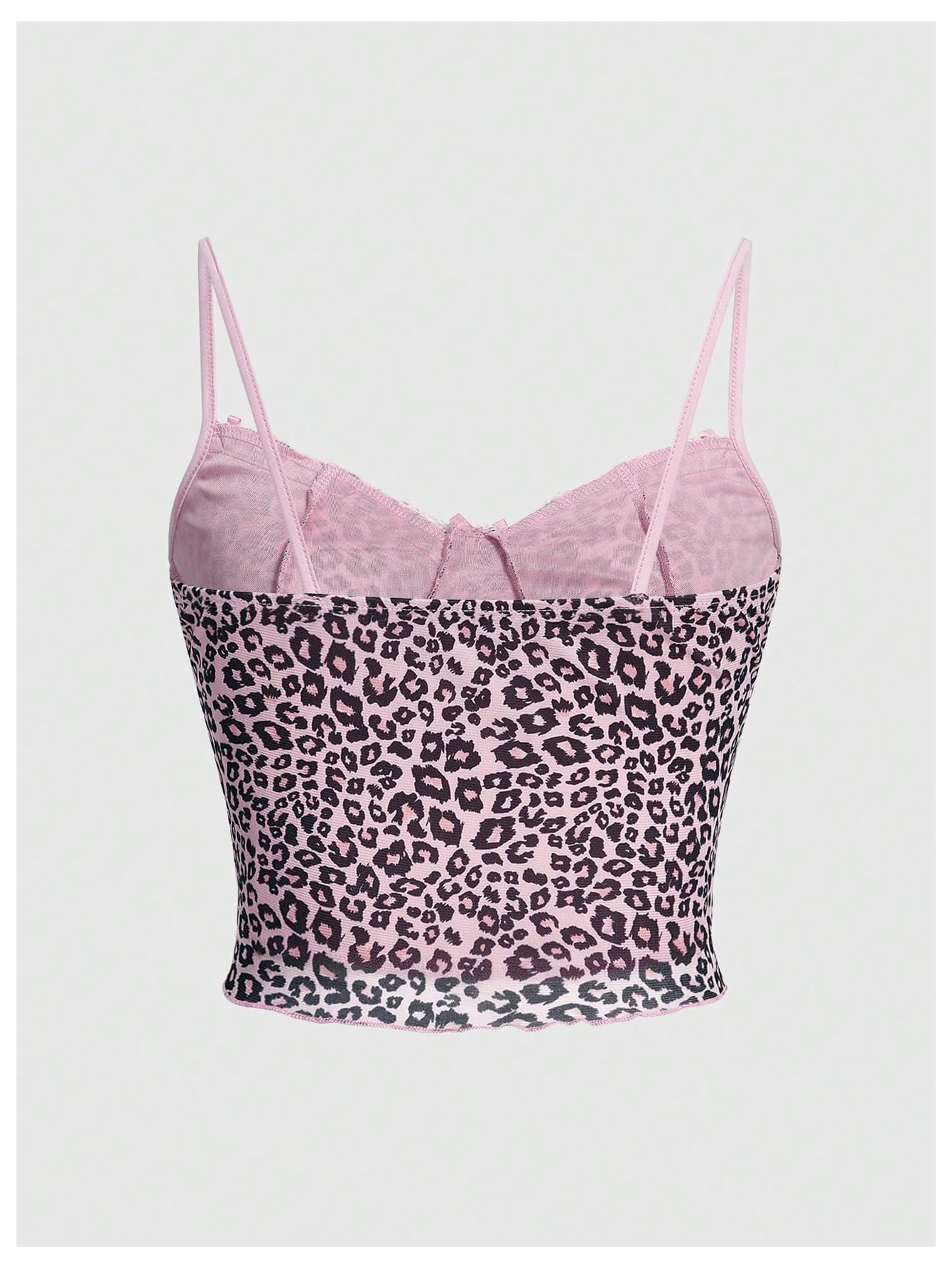 Women's Y2k Lace Trim Leopard Print Camisole Tops Sleeveless Spaghetti Strap Cheetah Crop Tank Top