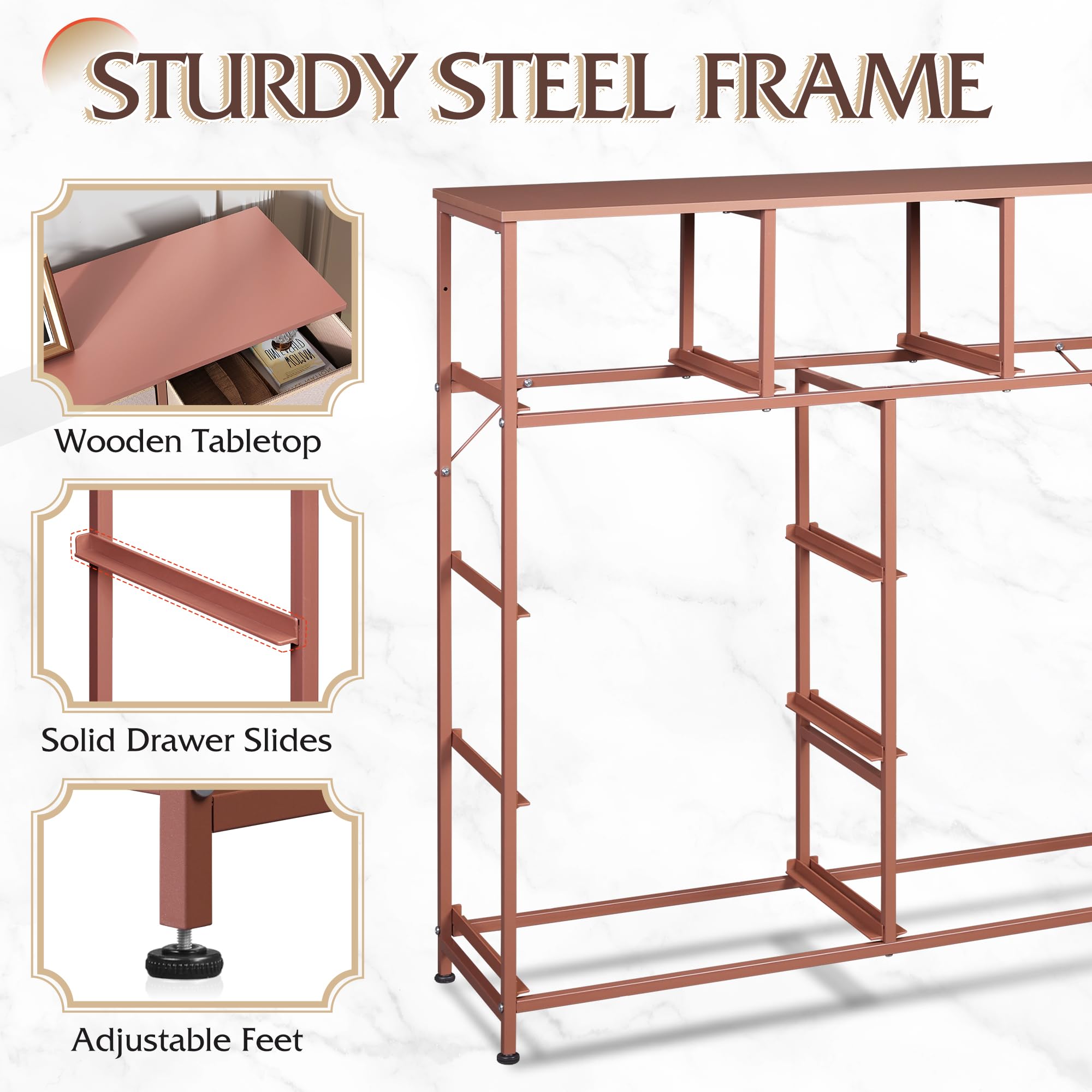 Drawer Fabric 9 Dresser â€?Tall Storage Tower with Bins, Steel Frame, and Wood Top