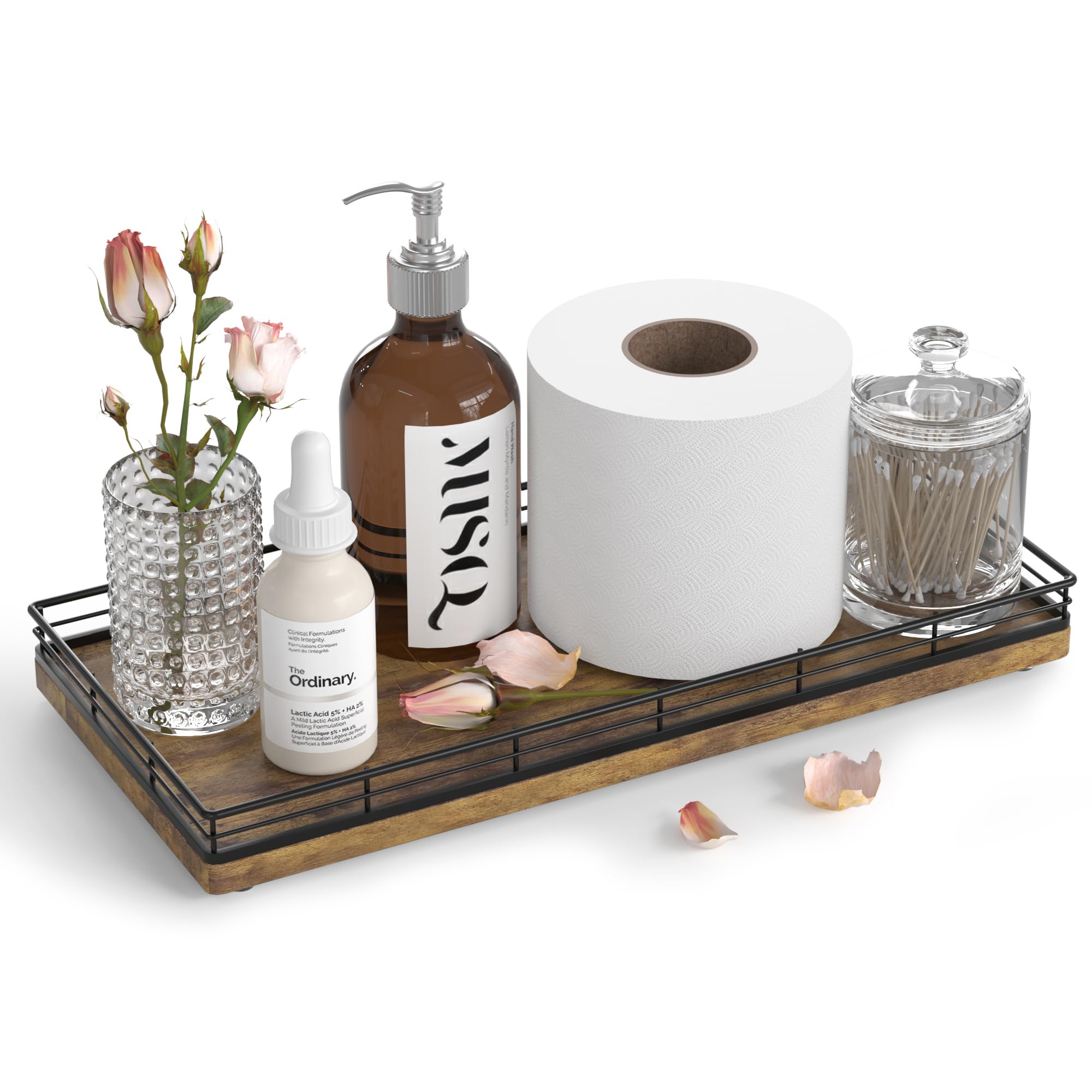 Vanity Tray for Jewelry Candle Makeup Perfume Holder Toilet Tank Tray Soap Cologne Organizer