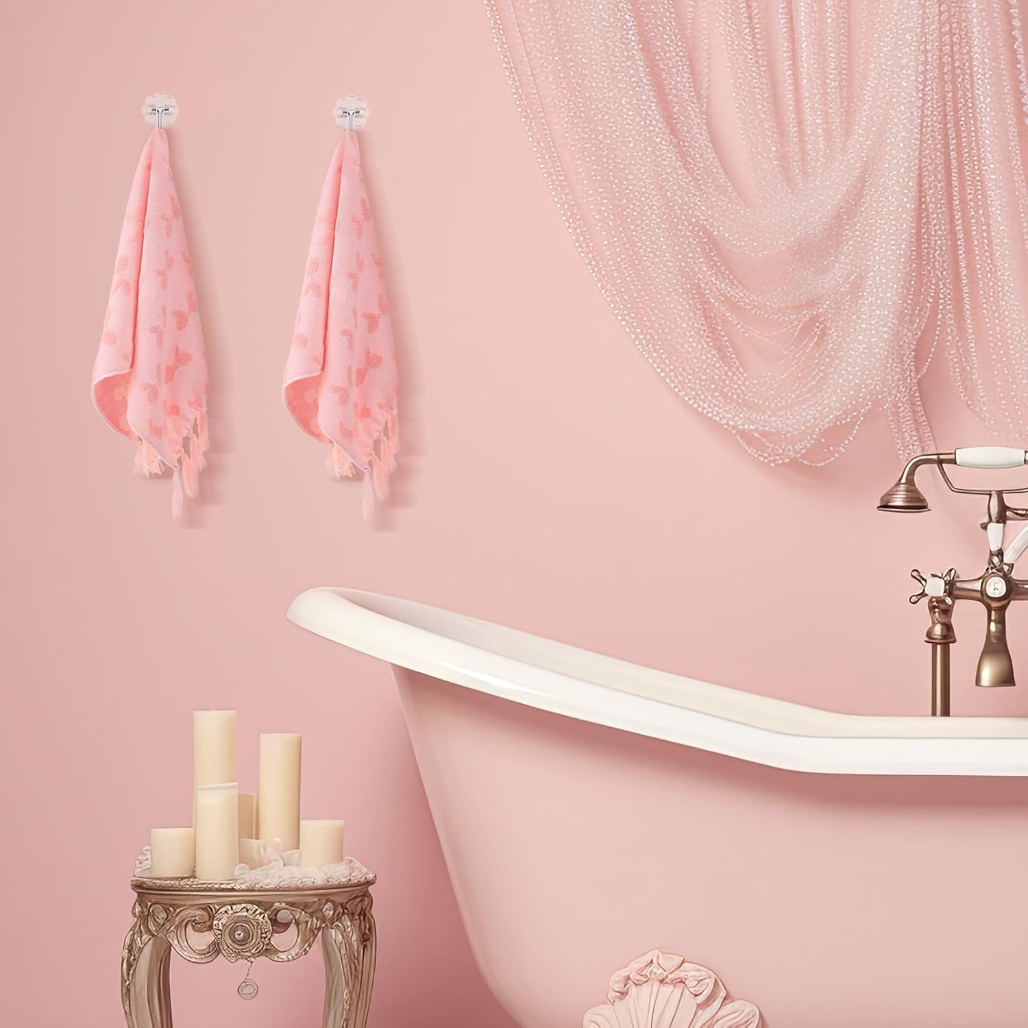 Pink Bow Hand Towels Coquette Hand Towels - Set of 3 for Bathroom Pink Bowknot Gifts Turkish Tufted Cotton Soft Absorbent 30 x 17 Inch