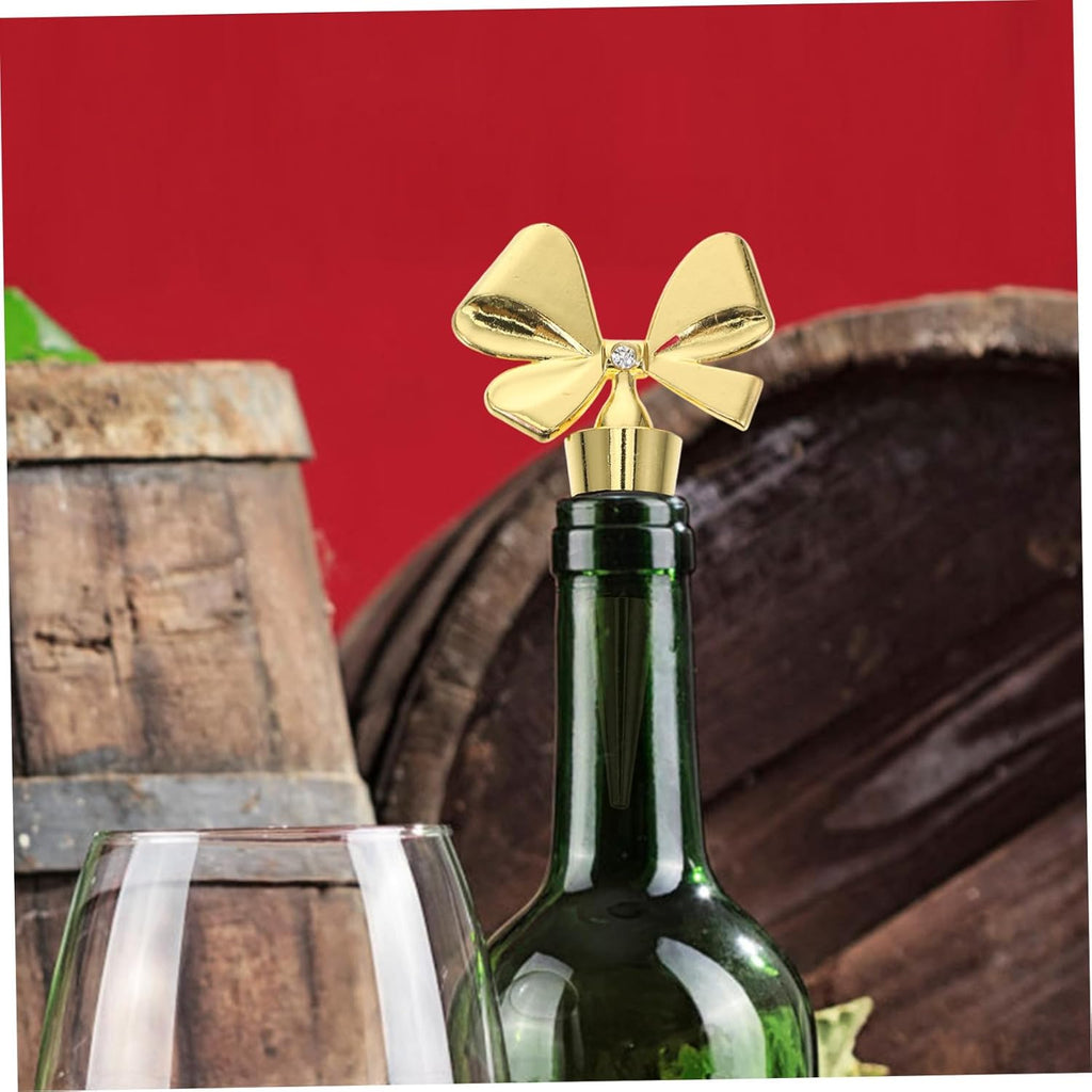 Gold Bow Shaped Bottle Stopper Alloy Silicone Wine Bottle Plug Decorative Wine Beverage Bottle Corks to Keep Fresh