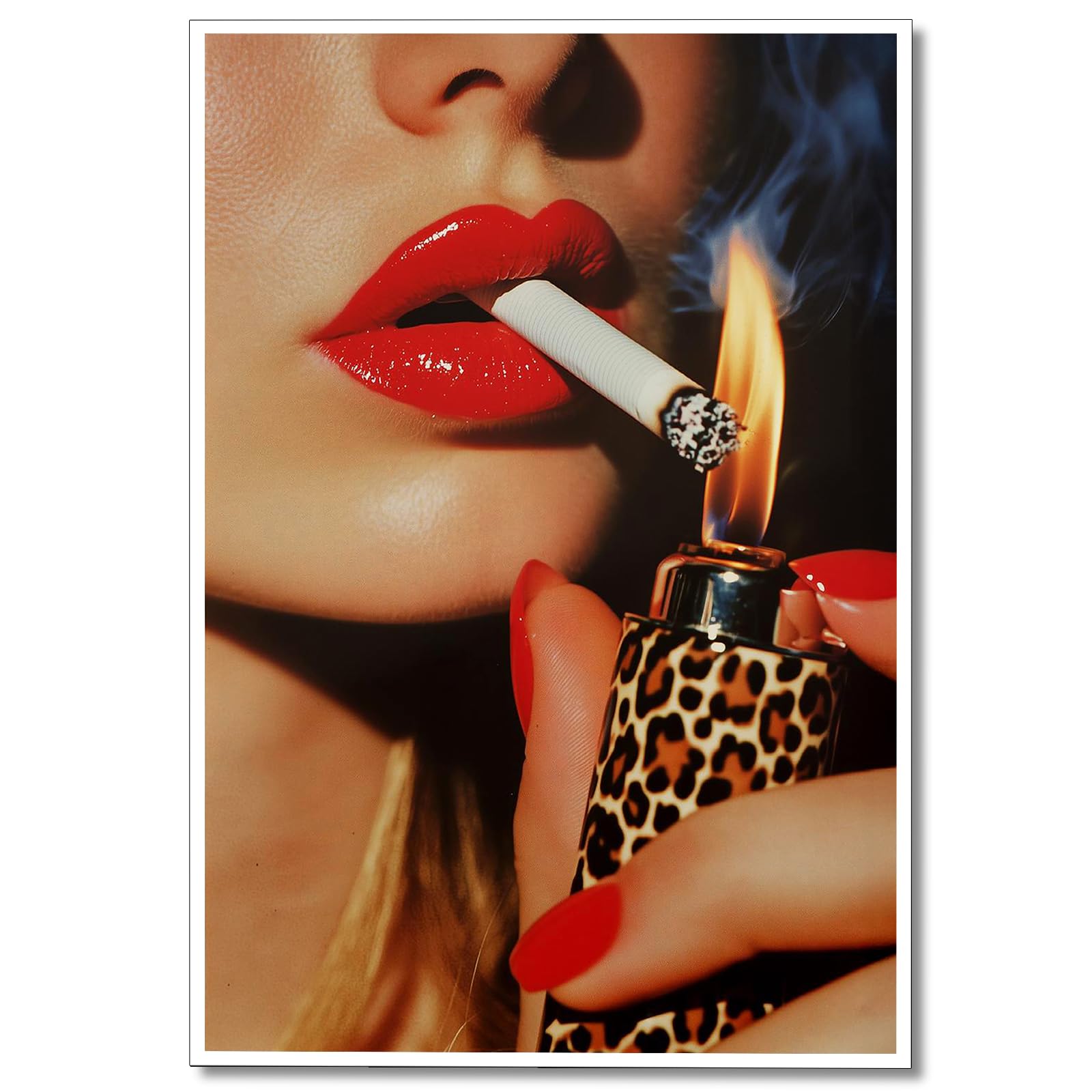 Trendy Cheetah Canvas Wall Art Vintage Leopard Magazine Poster Jungle Wild Animal Portrait Print Funky Red Room Aesthetic