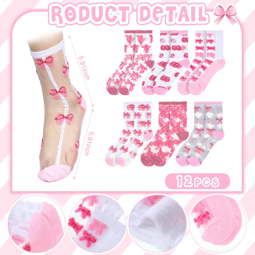 Coquette Pink Bow Socks Women's