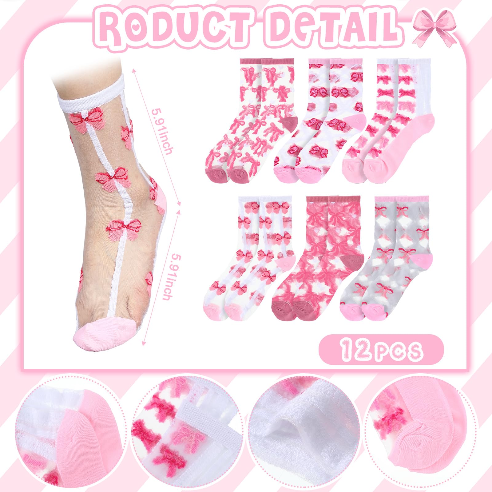 Coquette Pink Bow Socks Women's