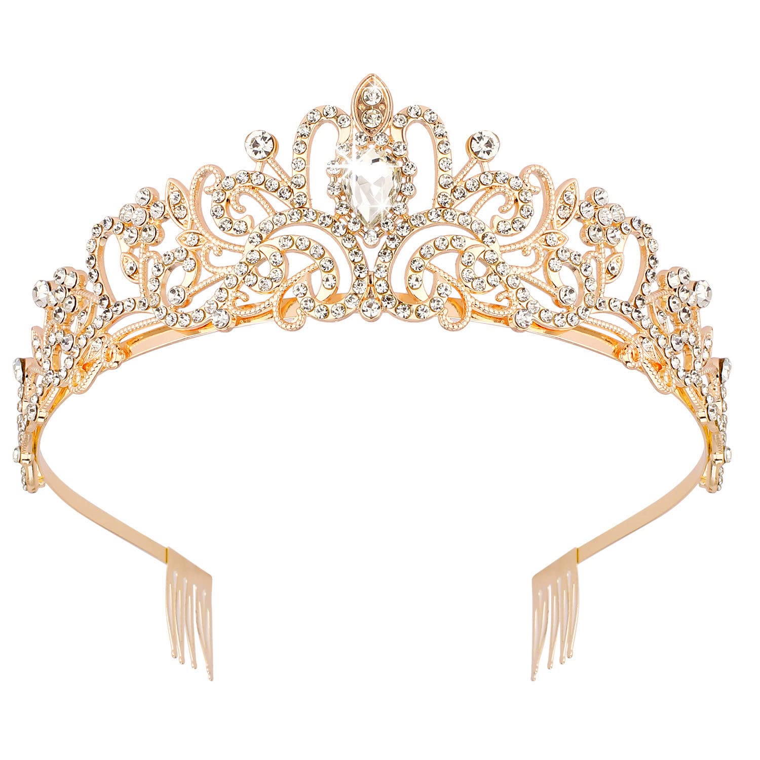 Princess Crystal Tiara Crown Headband Elegant Crown With Combs