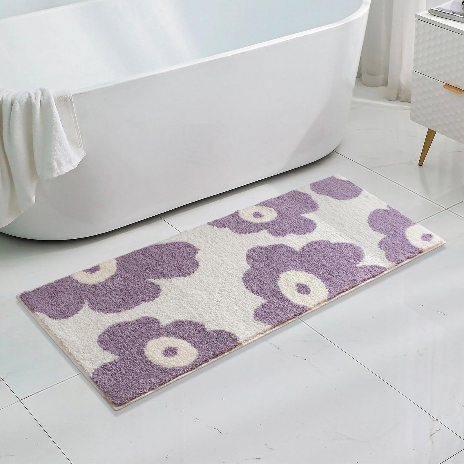 Cute Bath Mat for Bathroom Soft Super Absorbent Non Slip TPR Backing, Quick Drying, Machine Washable Bath
