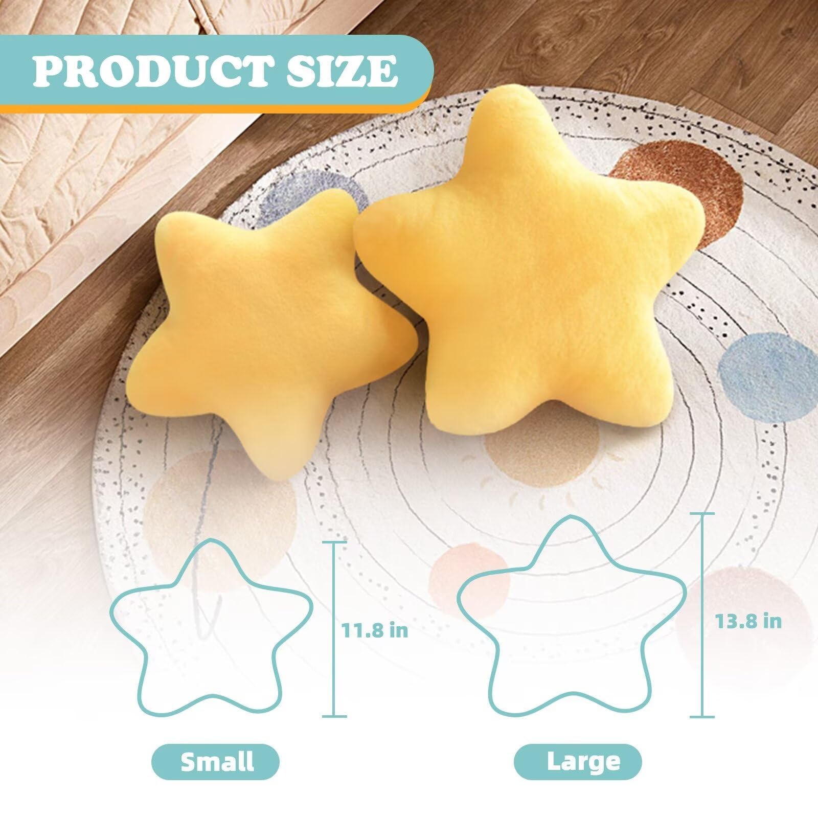 Star Pillow Plush Throw Cushion - Cute Aesthetic 3D Decorative Room Decor for Bedroom, Office, Sofa, Chair 2Pcs