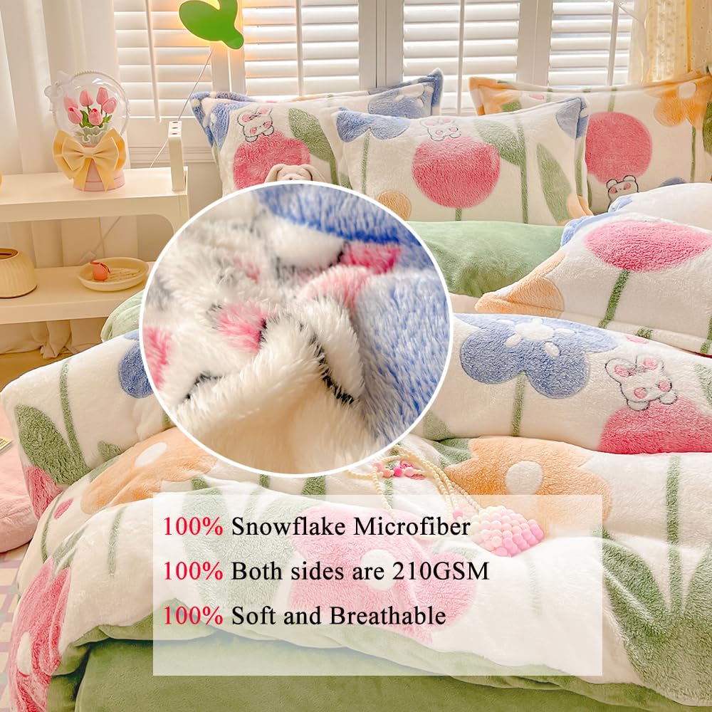 Kawaii Twin Duvet Cover Set â€?Soft Reversible Bedding with Fluffy Comforter Cover