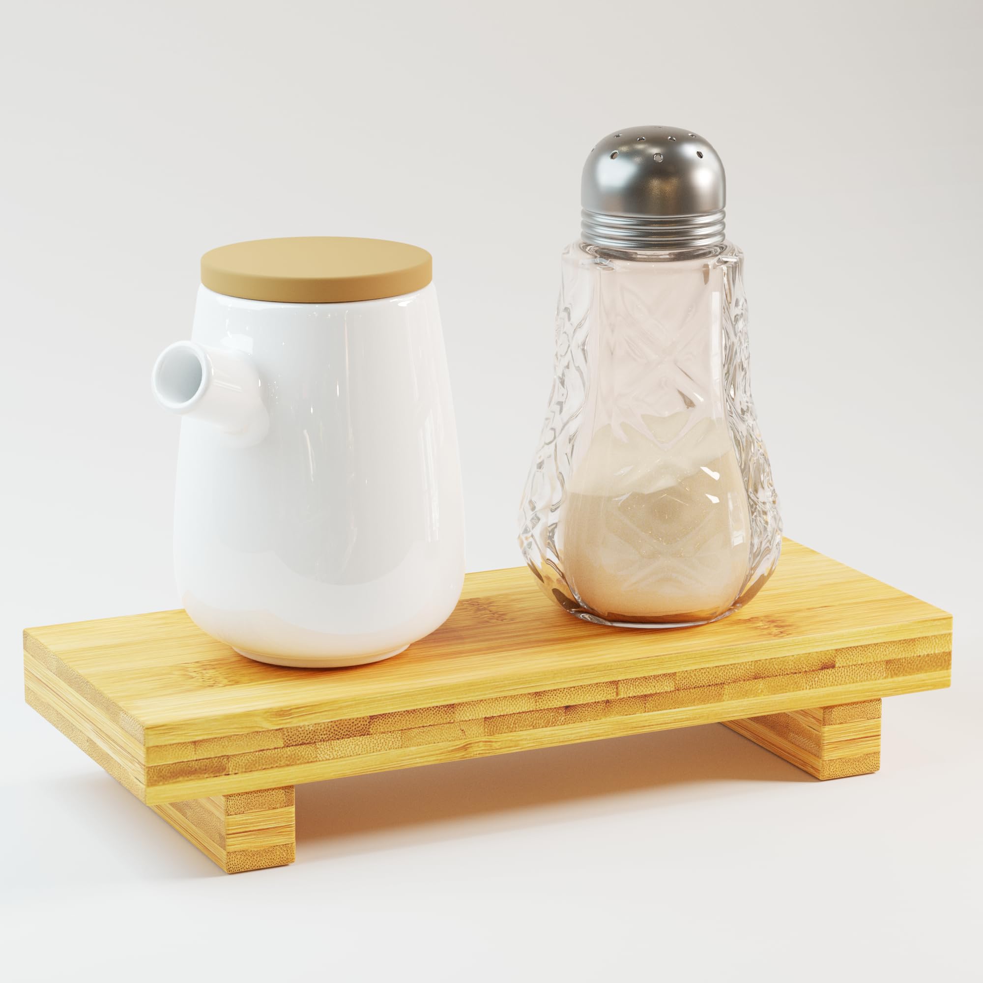 Tray Decor Bamboo Pedestal Stand Risers for Display Decorative, Sink Tray for Kitchen Decor and Accessories, Soap Dish Holder Kitchen Counter Tray 8.7" x 3.5" x 1.6"