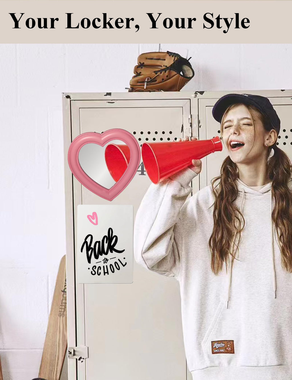 Heart Magnetic Locker Mirror, 6.9"x7.3"