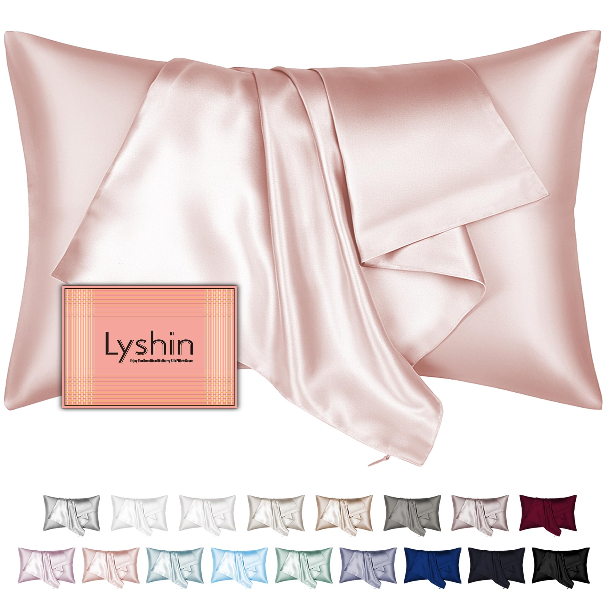 Silk Pillow Cases with Hidden Zipper, Ultra Smooth and Soft Breathable Cooling Silk Satin Pillowcase